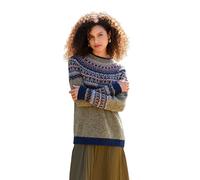 Celtic & Co Women's Donegal Fair Isle Yoke Sweater in Olive | Size: Medium Celtic & Co Olive M