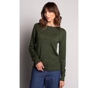 Celtic & Co Women's Merino Fine Knit Boat Neck Sweater in Dark Olive | Size: Medium Celtic & Co Dark Olive M