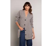 Celtic & Co Women's Relaxed fit cable knit cardigan in Light Grey | Size: XS Celtic & Co Light Grey XS