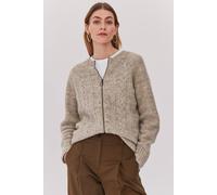 Celtic & Co Women's Wool Cable Zip Cardigan in Cream | Size: Medium Celtic & Co Cream M