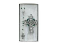 Celtic Crib Cross & Rosary Set Irish Celtic Claddagh Catholic Religious