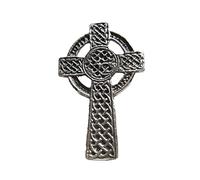 Celtic Cross Handcrafted From English Pewter Lapel Pin Badge + 59mm Badge + Gift Bag