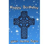 Celtic cross in the stars personalised Birthday Card cc