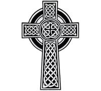 Celtic Cross Large Iron-On Patch White Embroidered Relgious Gaelic Irish Crucifix, White, Large