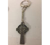 Celtic Cross R142 Emblem made of fine English Pewter on a snake keyring