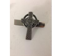 Celtic Cross R142 English Pewter emblem on a Tie Clip 4cm long Handmade In Sheffield