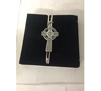 Celtic Cross R142 kilt pin Scarf or Brooch pin pewter emblem 3" 7.5 cm Handmade In Sheffield