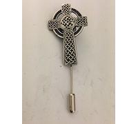 Celtic Cross R142 Pewter Motif on a Tie Stick Pin, hat, scarf, collar, coat