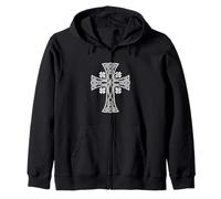 Celtic Cross Shamrocks Vintage St. Patrick's Day Art Design Zip Hoodie
