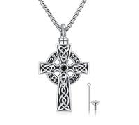 Celtic Cross Urn Necklace for Ashes 925 Sterling Silver ViKing Urn Necklace for Ashes Urn Pendant Memorial Cremation Memorial Jewelry Vintage Amulet Jewellery for Women Men