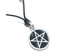 Celtic Design PENTAGRAM PENTACLE CHUNKY PEWTER METAL PENDANT ON BLACK CORD NECKLACE