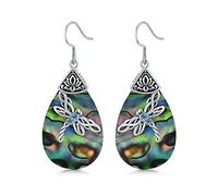 Celtic Dragonfly Earrings Sterling Silver Abalone Shell Dangle Drop Earrings, Dragonfly Jewellery Birthday Gifts For Women Her