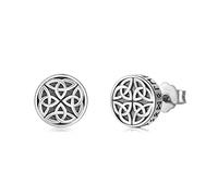 Celtic Earring Sterling Silver Black Stud Earrings Four Leaf Clover/Tree of Life/Compass/Triskele Earrings Nordic Jewelry Rune Gifts for Men Women Birthday