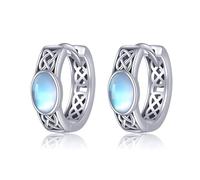 Celtic Earrings 925 Sterling Silver Moonstone Celtic Knot Huggie Hoop Earrings Jewellery Gifts for Women Girls