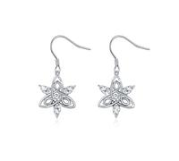 Celtic Earrings 925 Sterling Silver Stars Drop Earrings Hypoallergenic Cubic Zirconia Earrings Celtic Jewellery Gift for Women Girls