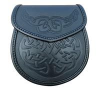 Celtic Embossed Scottish Highland Kilt Sporran, Black, One size
