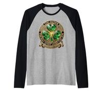 Celtic Emerald Shamrock Irish Trinity Ornate Design Raglan Baseball Tee