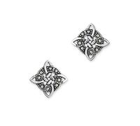 Celtic Eternity Knotwork Stud Pair Of Earrings - Marcasite Stones