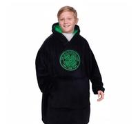 Celtic F.C. Kids Oversized Hoodie Blanket - Official Football Gift, Black, Size 10-14 Years