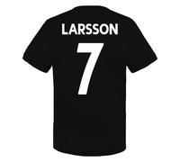 Celtic FC Boys Larsson 7 Poly T-Shirt Black Green 8-9 Years