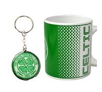 Celtic FC Fade Design Football Mug + Keyring Christmas Gift Set