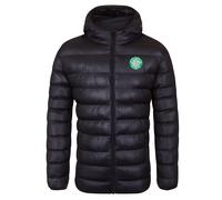 Celtic FC Men's Adults Hooded Quilted Jacket Winter Coat in Jet Black | Size: Medium Celtic FC Jet Black M