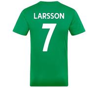 Celtic FC Mens Larsson 7 Poly T-Shirt Green White Stripe Small
