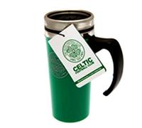 Celtic FC Official Football Aluminium Travel Mug (One Size) (Green/Silver) 450 ml