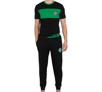 Celtic FC Official Gift Mens Premium Long Pyjamas Set Black Medium