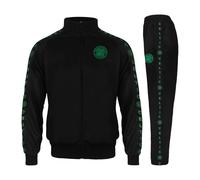 Celtic FC Official Mens Tracksuit - Taped Track Jacket & Pants Black Large