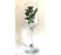 Celtic Glass Designs Hand Painted Wine Goblet in a Scottish Thistle Design.