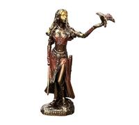 Celtic Goddess Morrigan Art Statue - Elegant Desktop Decoration Figurine, Bronze Finish Sculpture with Crow & Sword, Synthetic Resin Decorative Ornaments for Home & Office