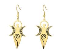 Celtic Goddess Of Fertility Earrings Spiral Triple Moon Goddess Pagan Wiccan Magic Amulet Religious Jewelry Gift for Women Mom (gold)