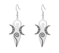 Celtic Goddess Of Fertility Earrings Spiral Triple Moon Goddess Pagan Wiccan Magic Amulet Religious Jewelry Gift for Women Mom (silver)