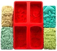 Celtic Green MAN Silicone Mold 4 Designs with Mushroom, Green Lady for SOAP Making, Candle, Resin, Plaster