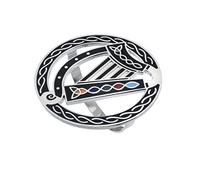 Celtic Harp Enamel Scarf Ring (Black)