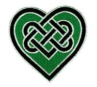 Celtic Heart Iron-On Patch Green Embroidered Gaelic Irish Love Knot