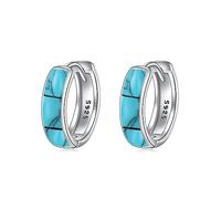 Celtic Hoop Earrings for Men Sterling Silver Vintage Jewelry (green)