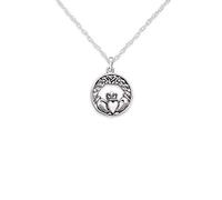 Celtic Irish Claddagh Love Loyalty And Friendship Round Shape Necklace Pendant - Includes A 18" Silver Chain