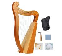 Celtic Irish Harp 19 Strings, Mahogany Lever Harp with 3 Sound Holes, Tuning Wrench & Bag for Rich Resonance - Beginners to Professionals