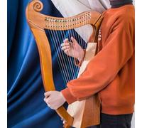 Celtic Irish Lyre Harp, Solid Mahogany 19-String Lever Harp with 3-Hole Resonance, Tuning Wrench and Storage Bag for Adults, Kids, and Beginners