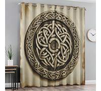 Celtic Knot Blackout Curtains for Bedroom Living Room, Viking Norse Mythology Curtains Eyelet 72 Drop Home Decor, Patterned Window Drapes, 66x72 Inch 2 Panels B-D130