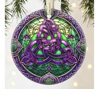 Celtic Knot Ceramic Christmas Ornament - 3.5 Inch Hanging Decoration for Christmas Tree, Gift Exchange or Holiday Presents
