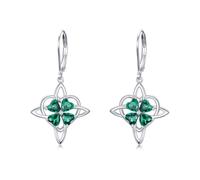 Celtic Knot Clover Earrings Sterling Silver Shamrock Leverback Earrings Irish Shamrock Jewelry Gifts for Women, Small, Sterling Silver, No Gemstone