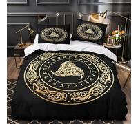 Celtic Knot Design Duvet Cover 3D Design Printed Easy Care 3 Pieces Bedding Set Zipper Ancient Norse Comforter Cover Ultra Soft Machine Washable for Kids Adults Women Teens Girls Single（135x200cm）