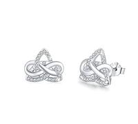 Celtic Knot Earrings 925 Sterling Silver Cubic Zirconia Celtic Stud Earrings Irish Jewellery Gift for Women Girl Teens Mother's Day Christmas Birthday
