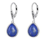 Celtic Knot Earrings 925 Sterling Silver Lapis Lazuli Moss Agate Amethyst Black Onyx Natural Gemstone Dangle Earrings Jewelry Gift for Woman, Sterling Silver, Lapis Lazuli