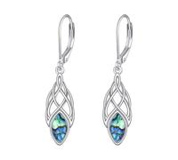 Celtic Knot Earrings for Women 925 Sterling Silver Abalone Shell Jewellery Hoop Drop Dangle Earrings Leverback Gifts for Women