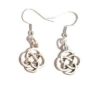 Celtic Knot Earrings on Sterling Silver Fish Hooks | Gaelic, Irish, Scottish, Wiccan, Dangle Drop, Triquetra, Velvet Gift Bag.