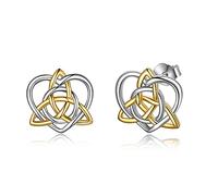 Celtic Knot Earrings Sterling Silver Irish Celtic Triquetra Knot Heart Stud Earrings for Women,Girls